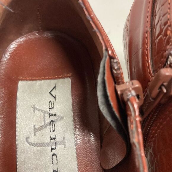 AJ Valenci Women's Brown Leather Chunky Heel Slip-on Ankle Boots Size 7 - Picture 6 of 12